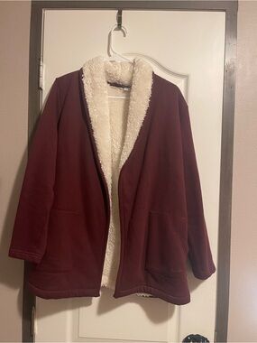 LL Bean Cozy Sherpa-Lined Burgundy Jacket